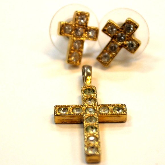 Jewelry - Gold Cross and Earring Set!